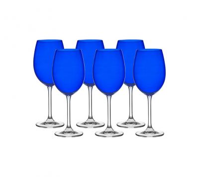 TACA PARA VINHO TINTO DE CRISTAL GASTRO AZUL 450ML 6 PECAS