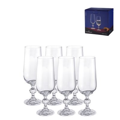 TACA PARA CHAMPANHE DE CRISTAL KLAUDIE 180ML 6 PECAS