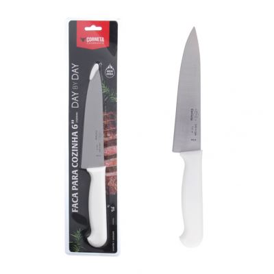 FACA PARA COZINHA DE INOX COM CABO BRANCO DAY BY DAY 6"