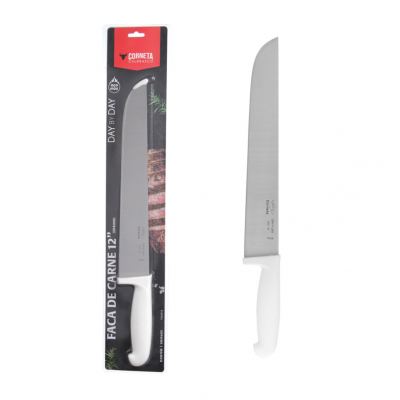 FACA PARA CARNE DE INOX COM CABO BRANCO DAY BY DAY 12"