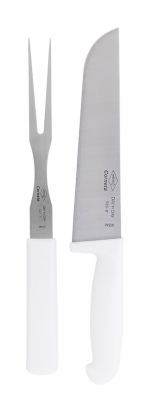 FACA E GARFO DE INOX COM CABO BRANCO DAY BY DAY 8"