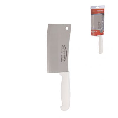 CUTELO DE INOX COM CABO DE PLASTICO BRANCO TRADICIONAL 7"