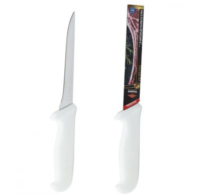 FACA ESTREITA PARA DESOSSAR DE INOX COM CABO BRANCO PREMIUM 6"