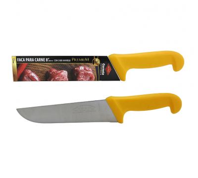 FACA PARA CARNE DE INOX COM CABO AMARELO PREMIUM 8"