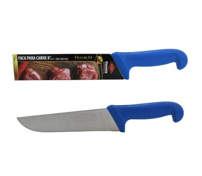 FACA PARA CARNE DE INOX COM CABO AZUL PREMIUM 8"