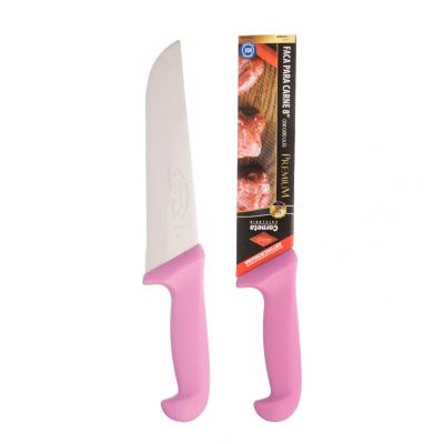 FACA PARA CARNE REFILE DE INOX COM CABO LILAS PREMIUM 8"
