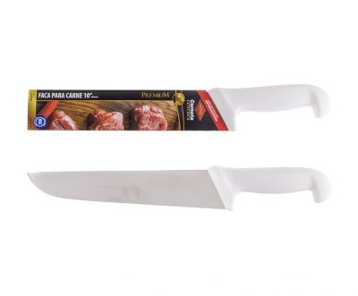 FACA PARA CARNE DE INOX COM CABO BRANCO PREMIUM 10"