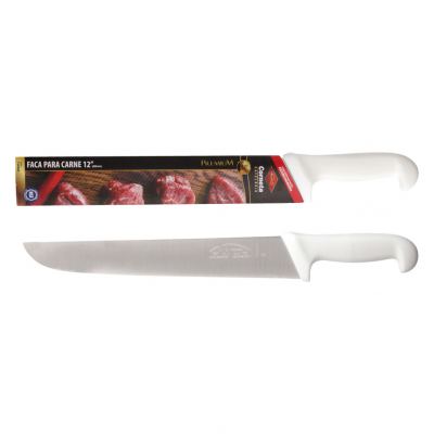 FACA PARA CARNE DE INOX COM CABO BRANCO PREMIUM 12"
