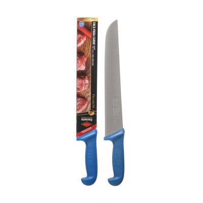 FACA PARA CARNE DE INOX COM CABO AZUL PREMIUM 12"