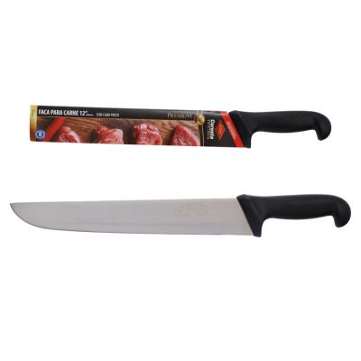 FACA PARA CARNE DE INOX COM CABO PRETO PREMIUM 12"