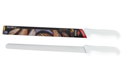FACA PARA PAO DE INOX COM CABO BRANCO PREMIUM 12"