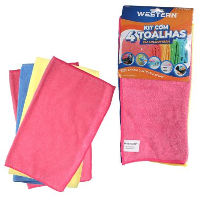 JOGO 4 TOALHAS EM MICROFIBRA 30X30CM