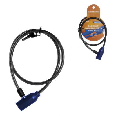 CADEADO FLEXIVEL ANTIFURTO PARA BIKE COM CHAVE 80CM X 6MM