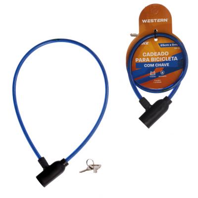 CADEADO FLEXIVEL ANTIFURTO PARA BIKE COM CHAVE 65CM X 8MM