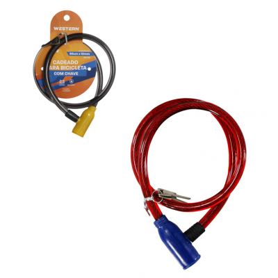CADEADO FLEXIVEL ANTIFURTO PARA BIKE COM CHAVE 80CM X 12MM