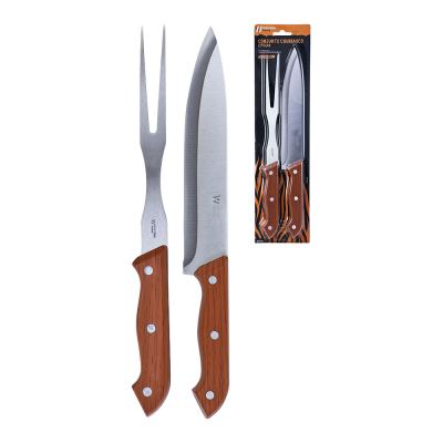 UTENSILIOS PARA CHURRASCO CABO MARROM 2 PECAS
