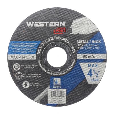 DISCO DE CORTE PARA METAL E INOX MAX 115X1,6X22,2MM