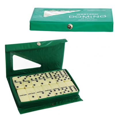 JOGO DE DOMINO COM ESTOJO VERDE 28 PECAS 11MM