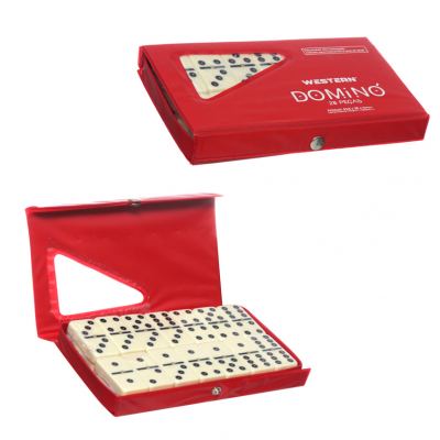 JOGO 28 PECAS DOMINO COM ESTOJO VERMELHO 11MM 