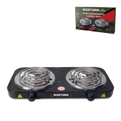 FOGAO ELETRICO PORTATIL DUPLO 127V - 2000W PRETO