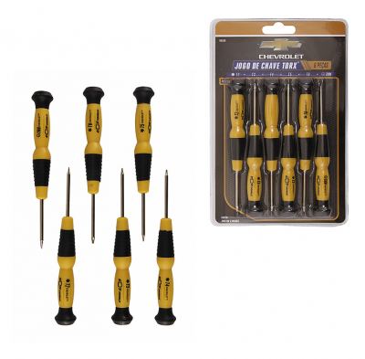 CHAVE TORX DE PRECISAO COM CABO T2 A T6  E FENDA 2MM 6 PECAS