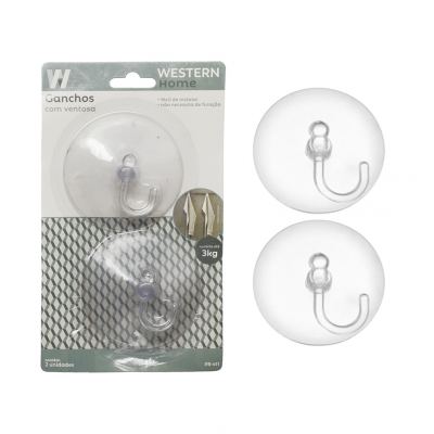 GANCHOS COM VENTOSA 8CM 2 PECAS