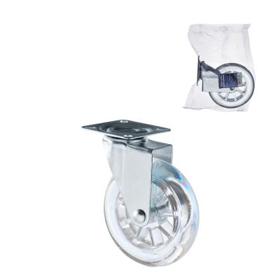 RODIZIO GIRATORIO COM RODA TRANSPARENTE EM GEL 100MM