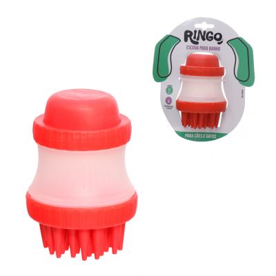 ESCOVA MASSAGEADORA PARA BANHO VERMELHA 11CM