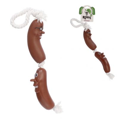 BRINQUEDO CAO SALSISHA COM CORDA