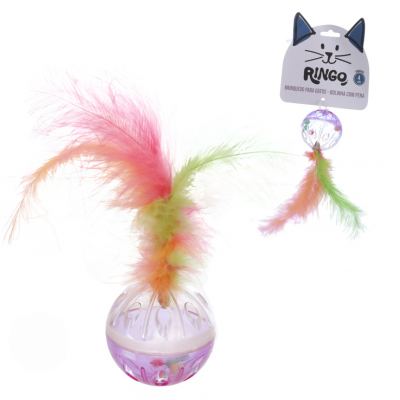BRINQUEDO PARA GATOS BOLINHA COM PENA 4CM