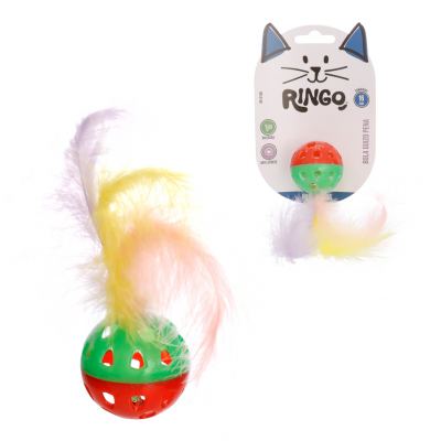 BRINQUEDO PARA GATO BOLA GUIZO PENA 16CM