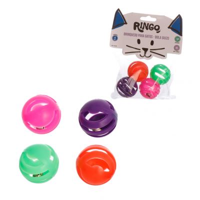 BRINQUEDO PARA GATOS BOLA COM GUIZO 4CM 4 PECAS