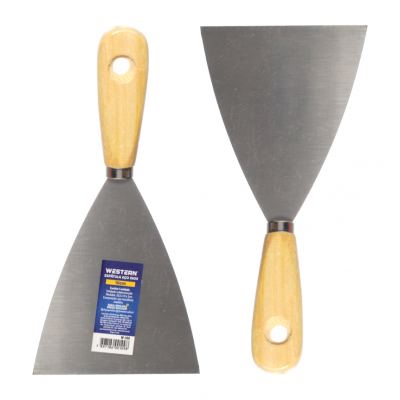 ESPATULA DE ACO INOX COM CABO DE MADEIRA 10CM