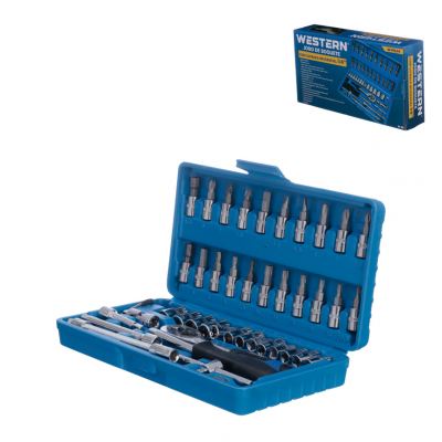 JOGO SOQUETE COM CATRACA REVERSIVEL   1/4" 46 PECAS