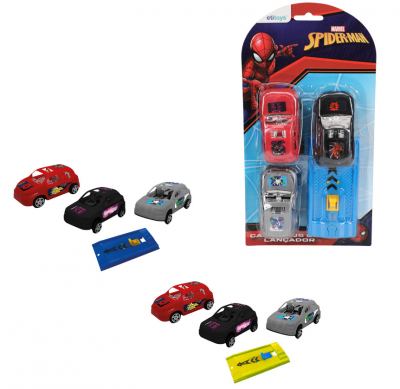 CARRINHOS COM LANCADOR SPIDERMAN 4 PECAS