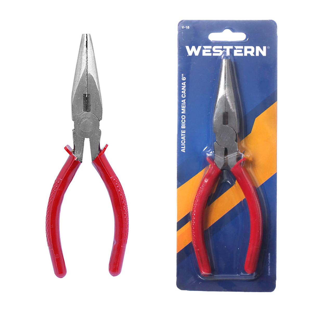 ALICATE DE BICO MEIA CANA RETO VERMELHO 6"