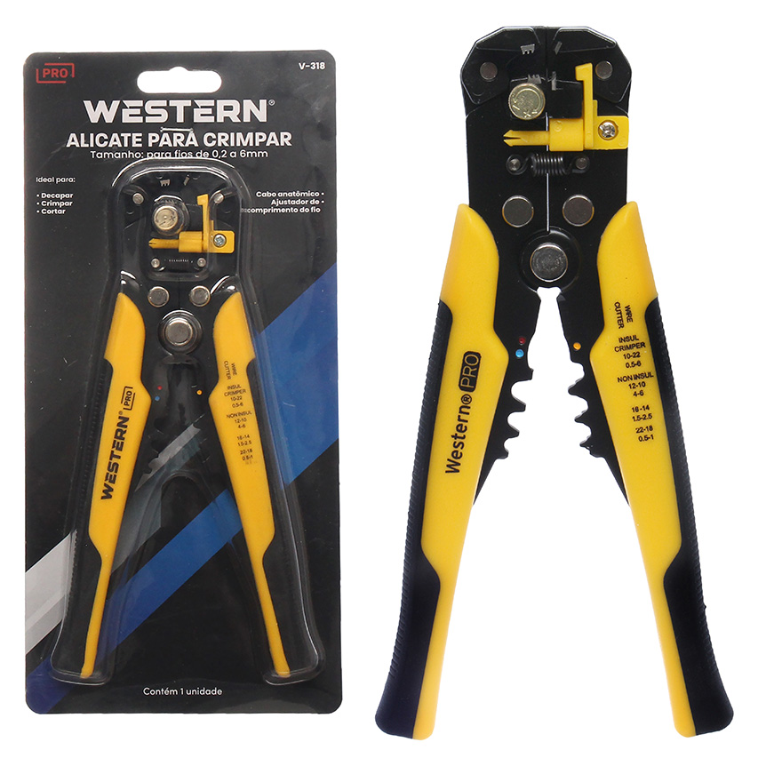 ALICATE CRIMPADOR PRETO E AMARELO 8,5"