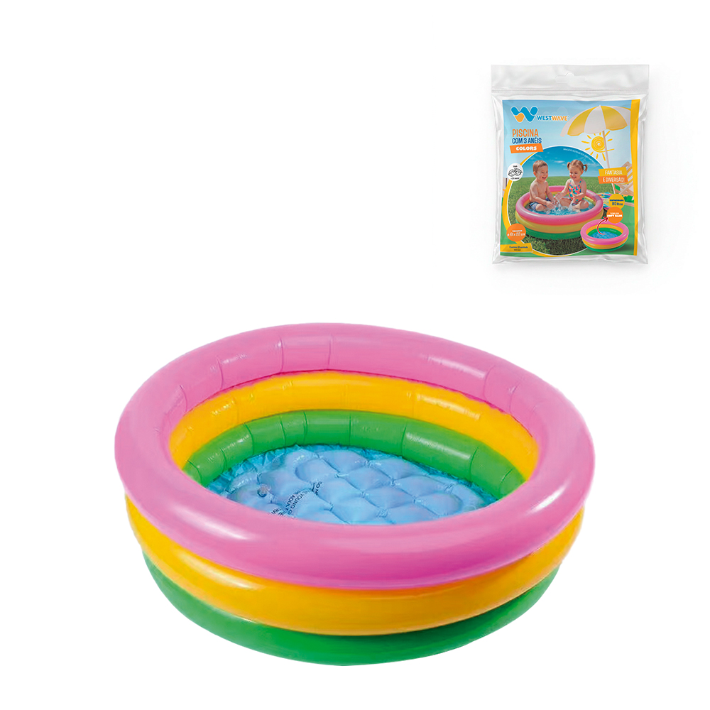 PISCINA 3 ANEIS COLORS 80L