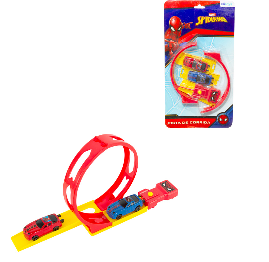 CARRINHO DE CORRIDA 2 PECAS COM PISTA SPIDER