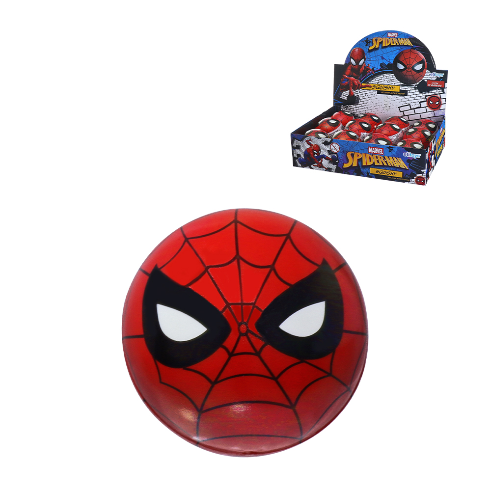 SQUISHY BOLINHA 7,5CM SPIDERMAN DISPLAY COM 12 PECAS